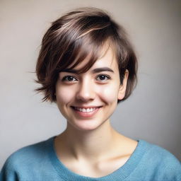 A portrait of a girl with short hair