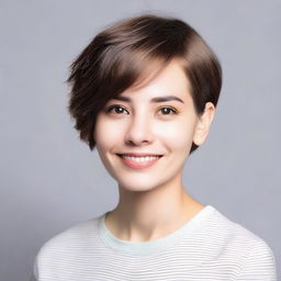 A portrait of a girl with short hair