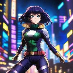 A photorealistic depiction of the heroine Midnight from My Hero Academia