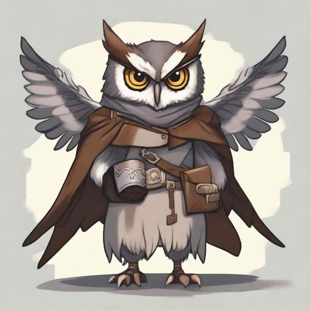 A character named Gizmo, an owl with gray feathers and round ears