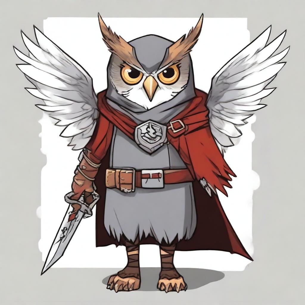 A character named Gizmo, an owl with gray plumage and round ears