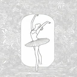 An intricate coloring page featuring a graceful ballerina in mid-dance, surrounded by geometric patterns and detailed shading