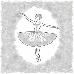 A beautiful ballerina dancing gracefully on stage, surrounded by intricate and detailed floral patterns and designs