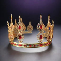 Eldrin’s Ember Crown is a magnificent, intricately crafted circlet made from gold and adorned with fiery gemstones