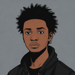 A black male illustrated in an emo style