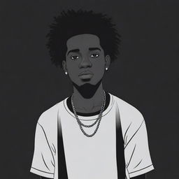 A black male illustrated in an emo style