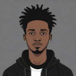 A black male illustrated in an emo style