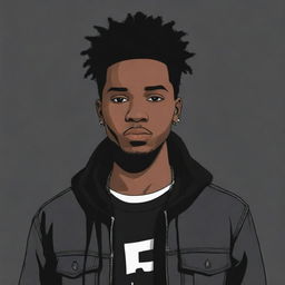 A black male illustrated in an emo style