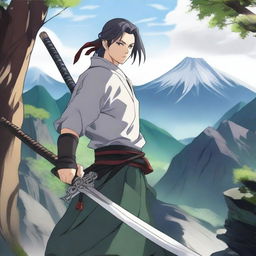 A realistic anime-style image of a sword fighter