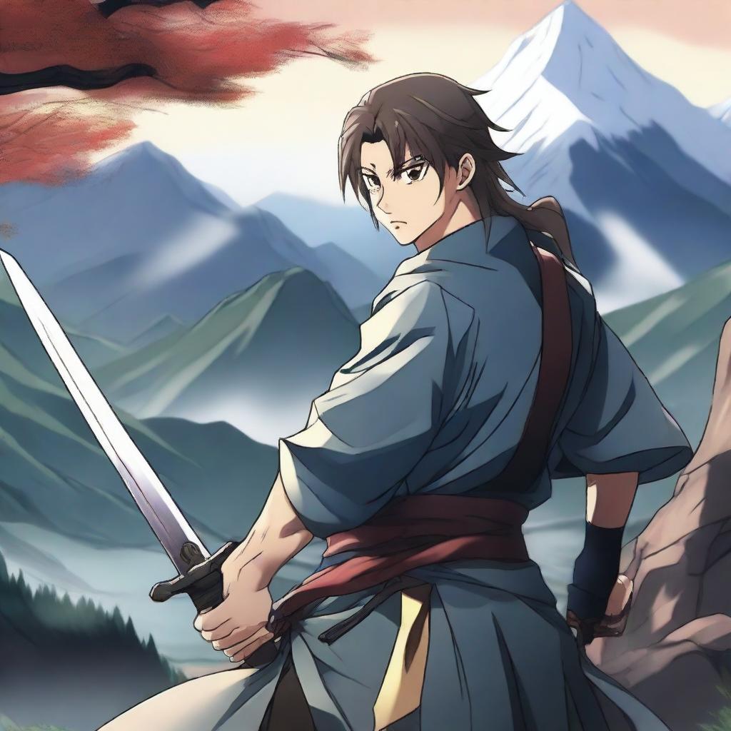 A realistic anime-style image of a sword fighter