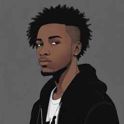 A black male illustrated in an emo style