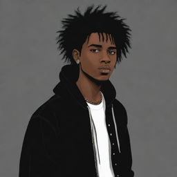 A black male illustrated in an emo style