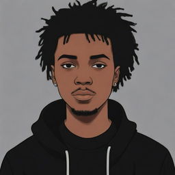 A black male illustrated in an emo style