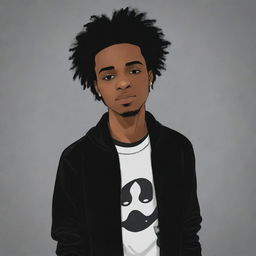 A black male illustrated in an emo style