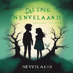 A captivating book cover for a mystery novel titled 'Falling Neverland'