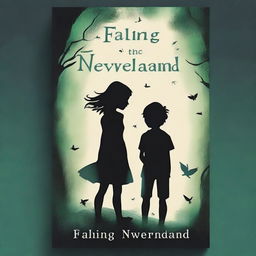 A captivating book cover for a mystery novel titled 'Falling Neverland'