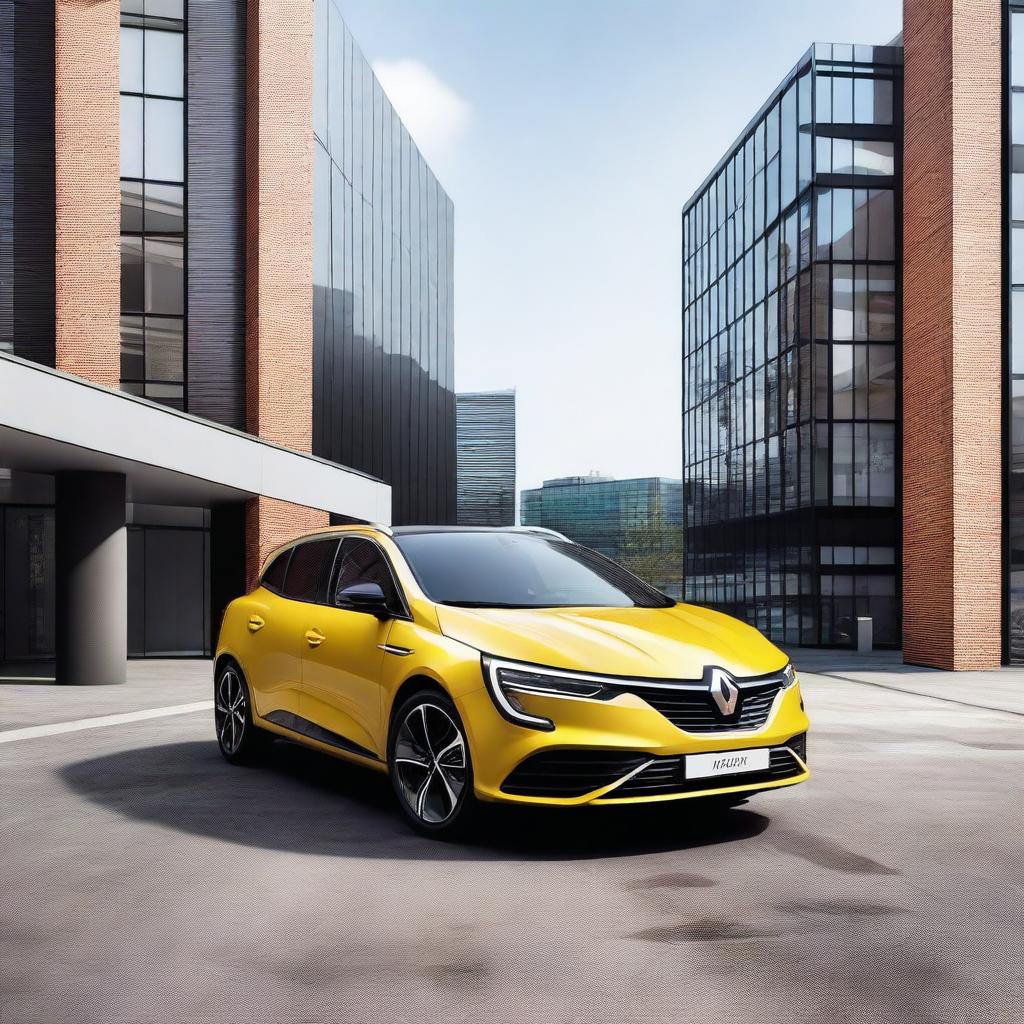 A detailed and realistic image of a Renault Megane parked next to a Renault Espace