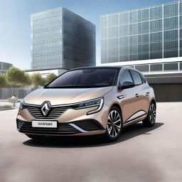 A detailed and realistic image of a Renault Megane parked next to a Renault Espace