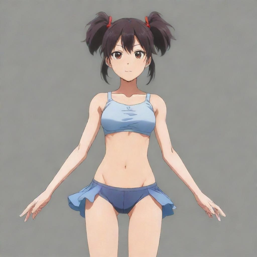 An inspiring anime girl character displaying a strong, cheerful, and determined look on her face, with her arms and legs not visible in the frame