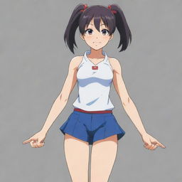 An inspiring anime girl character displaying a strong, cheerful, and determined look on her face, with her arms and legs not visible in the frame