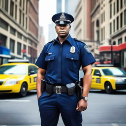 A striking and attractive police officer in a uniform, exuding confidence and authority