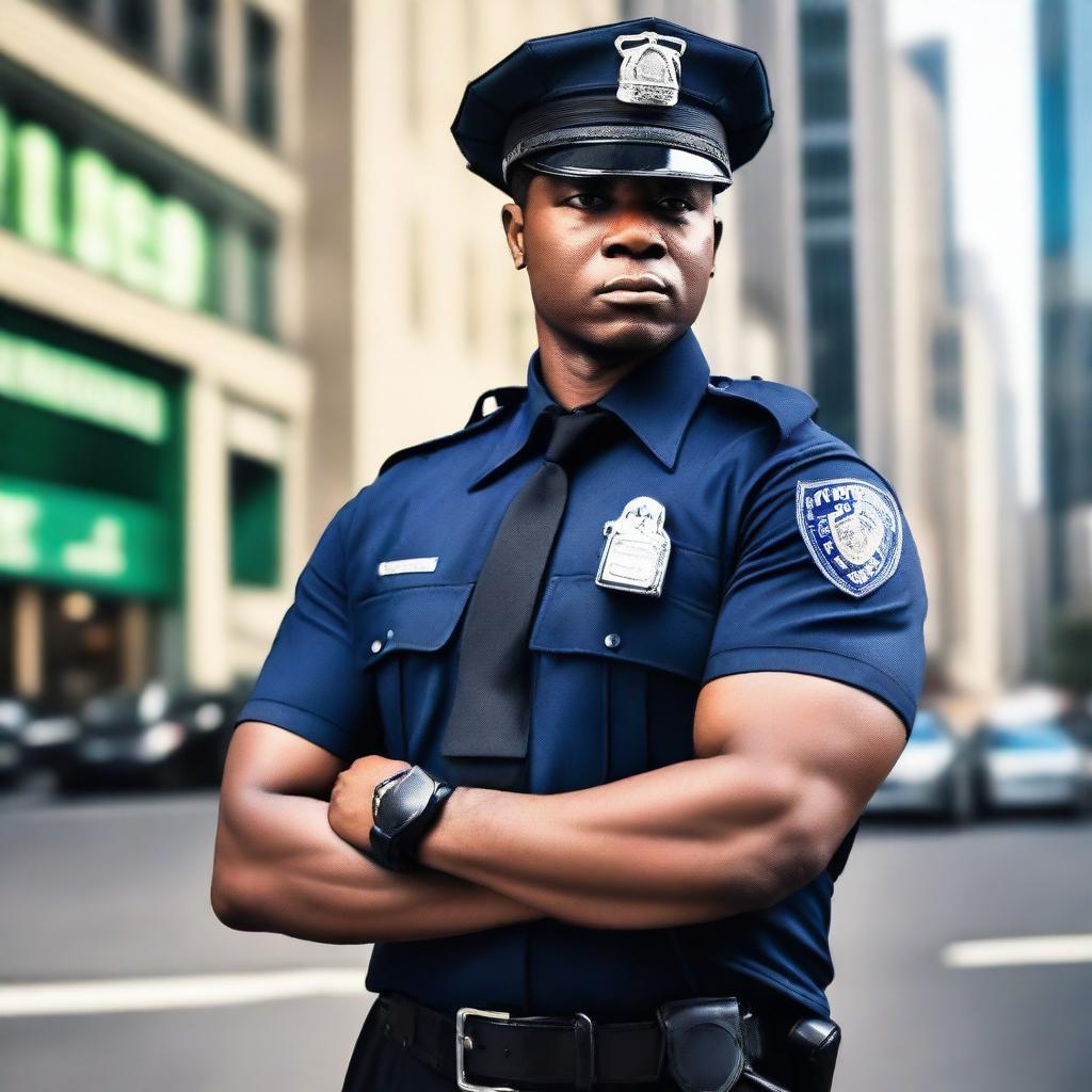 A striking and attractive police officer in a uniform, exuding confidence and authority