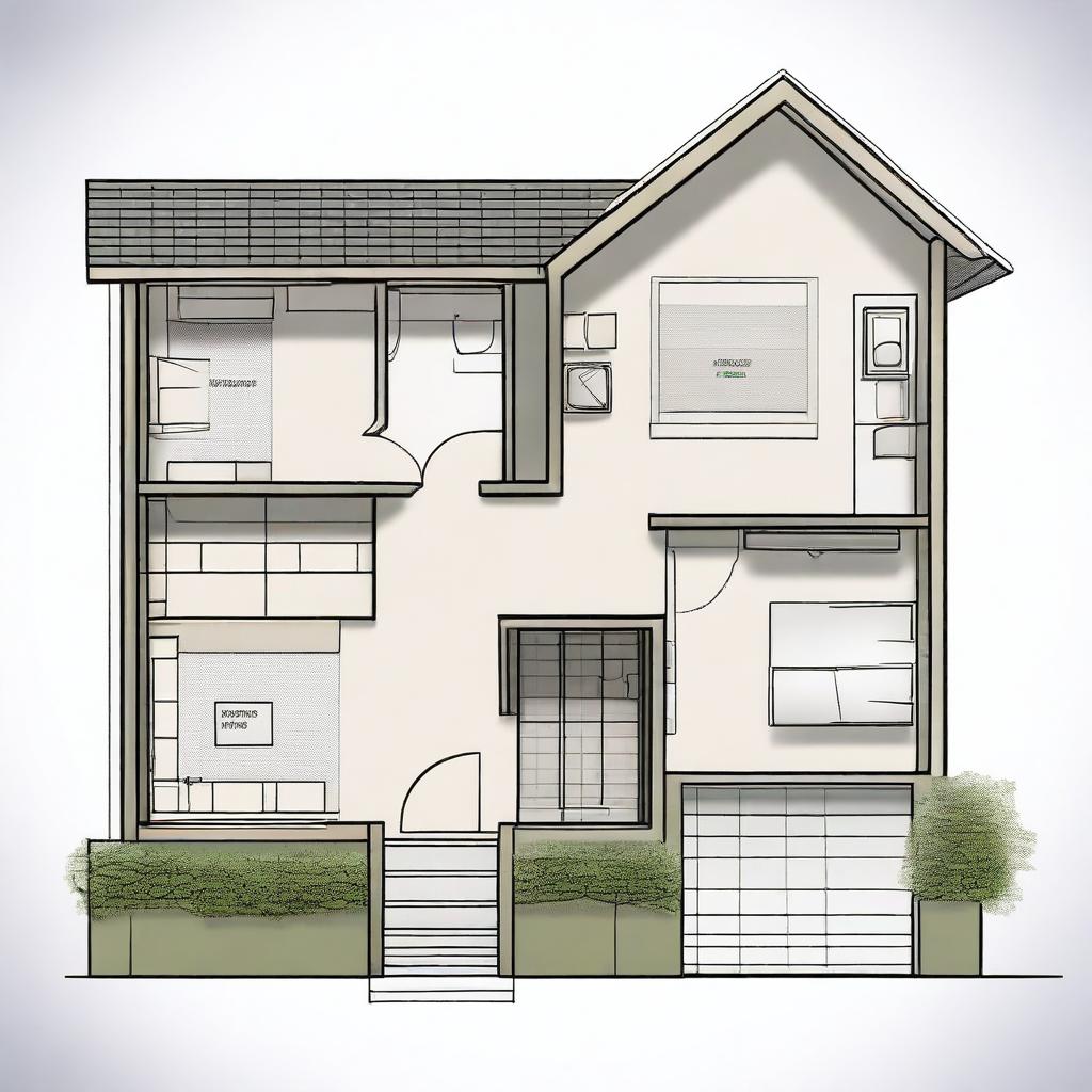 A detailed drawing of a two-bedroom house