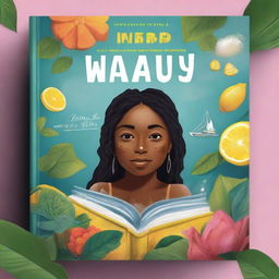 Diseña una portada de libro vibrante y realista para 'El Sueño de los WAYU' en Colombia, incluyendo la imagen de referencia de personas junto al agua, con más color y diseños intrincados