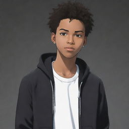 A black teenage male character portrayed in an anime style