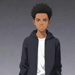 A black teenage male character portrayed in an anime style