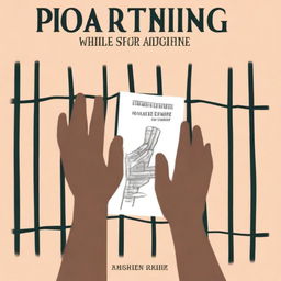 A book cover for 'Parenting While Incarcerated' depicting inmate hands holding a child's drawing, viewed from behind prison bars