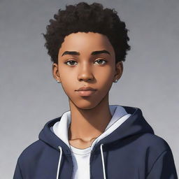 A black teenage male character portrayed in an anime style