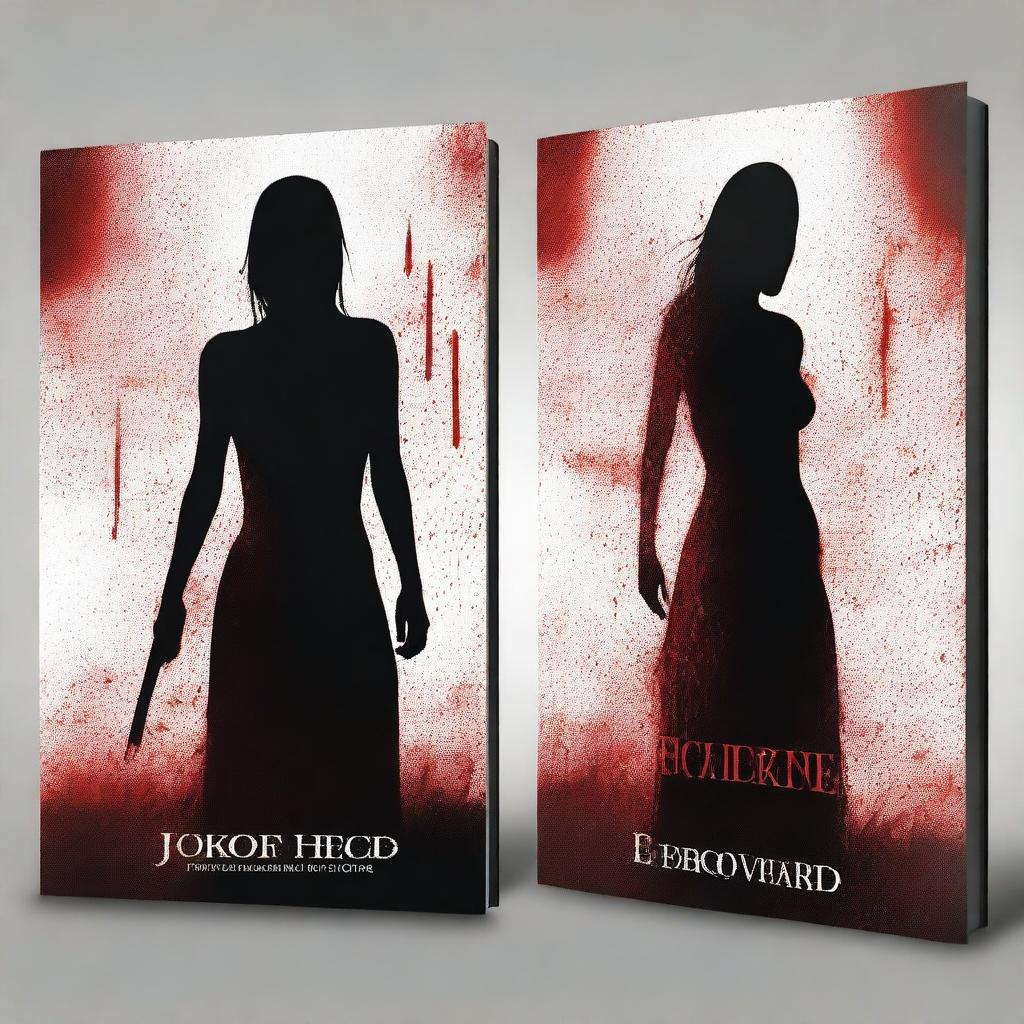 A book cover design for a thriller novel depicting the theme of 'Bloody Revenge of Women'