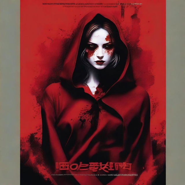 A cover design with a dark red background, featuring women with bloodstained clothes or surroundings