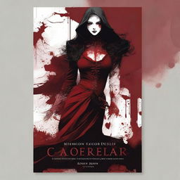 A cover design with a dark red background, featuring women with bloodstained clothes or surroundings