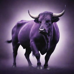 An image of a powerful bull, rendered in shades of deep purple, radiating an aura of mystery and intrigue.