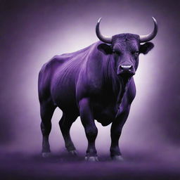 An image of a powerful bull, rendered in shades of deep purple, radiating an aura of mystery and intrigue.