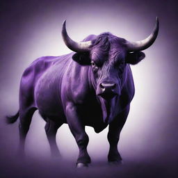 An image of a powerful bull, rendered in shades of deep purple, radiating an aura of mystery and intrigue.