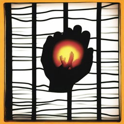 A touching image of an incarcerated parent's hands holding a picture colored by a child, viewed from inside the prison cell looking out through the bars