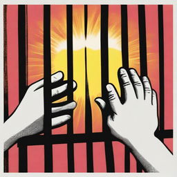 A touching image of an incarcerated parent's hands holding a picture colored by a child, viewed from inside the prison cell looking out through the bars