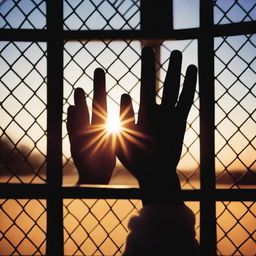 A poignant image showing only the arms and hands of an incarcerated parent holding a picture made by a child