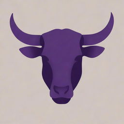 A minimalist design of a bull's head rendered in shades of deep purple, exuding simplicity and style.