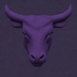 A minimalist design of a bull's head rendered in shades of deep purple, exuding simplicity and style.