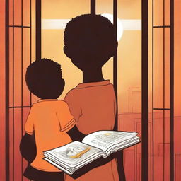 A book cover depicting an incarcerated parent from behind, holding a child's drawing