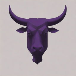 A minimalist design of a bull's head rendered in shades of deep purple, exuding simplicity and style.