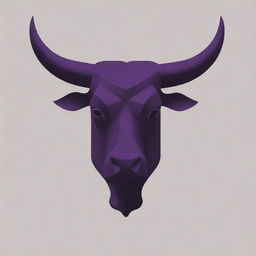 A minimalist design of a bull's head rendered in shades of deep purple, exuding simplicity and style.