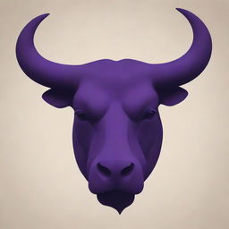 A minimalist design of a bull's head rendered in shades of deep purple, exuding simplicity and style.