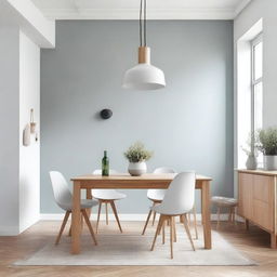 Diseño de interiores para un comedor con un estilo nórdico y acogedor