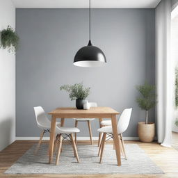 Diseño de interiores para un comedor con un estilo nórdico y acogedor