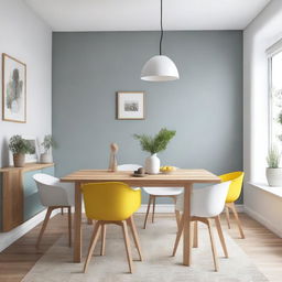 Diseño de interiores para un comedor con un estilo nórdico y acogedor